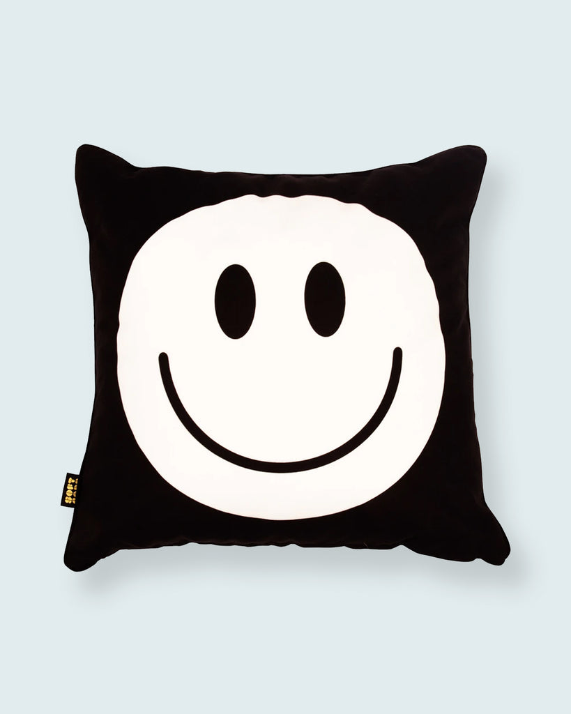 HAPPY FACES WHITE / BLACK BIG CUSHION